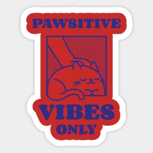 Pawsitive Vibes - Retro Cat Pun Sticker